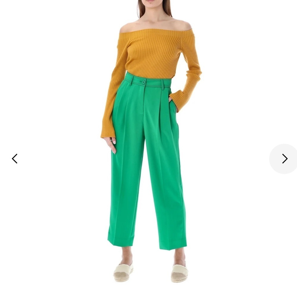 See by Chloe NWT Pleated Cropped Pants in Lively Pine 38/US6